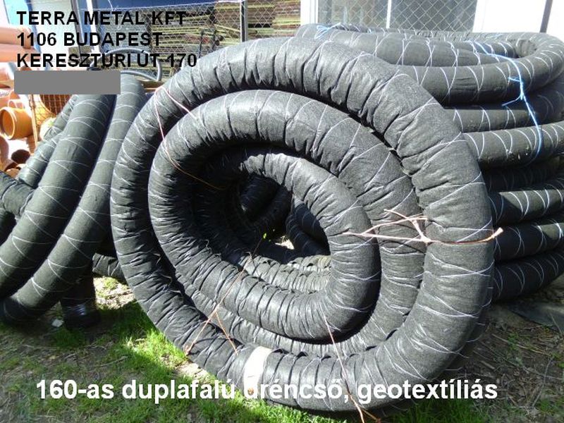 160 geotextiliaval szuroszovettel bevont drencso tekercsben duplafalu terrametal