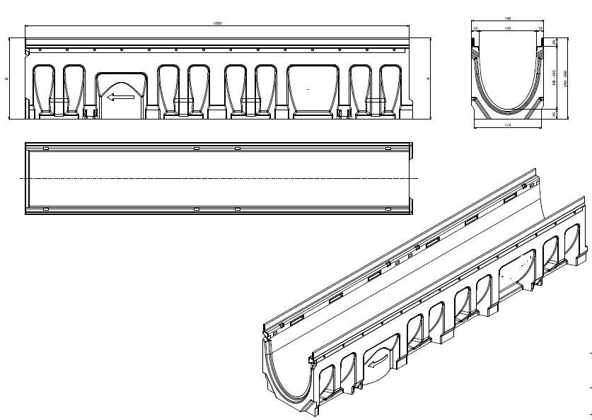 horganyzott peremes vizelvezeto folyoka d160 e600