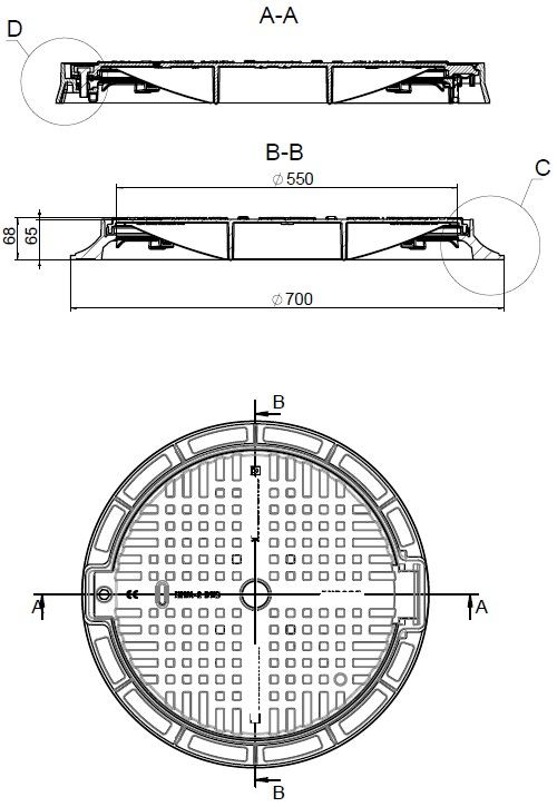 ontottvas aknafedlap kerettel 550 b125 h65 dex700
